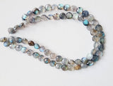 6mm Labradorite Coins, Natural Labradorite Faceted Coin Beads, Straight Drill