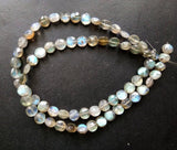 6mm Labradorite Coins, Natural Labradorite Faceted Coin Beads, Straight Drill