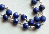 3 mm Lapis Lazuli Wire Wrapped Faceted Rondelle Beads, Chain By The Foot, Rosary