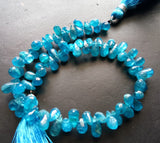 3x6 mm-4x8 mm Neon Blue Apatite Plain Tear Drop Beads, Apatite Briolettes