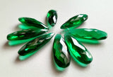 10x25 mm Emerald Green Glass Fancy Stones, Faceted Long Drops Gemstone, Loose