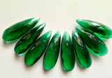 10x25 mm Emerald Green Glass Fancy Stones, Faceted Long Drops Gemstone, Loose