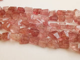 7-14 mm Strawberry Quartz Step Cut Faceted Tumbles, Strawberry Quartz Beads