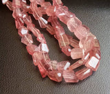 7-14 mm Strawberry Quartz Step Cut Faceted Tumbles, Strawberry Quartz Beads