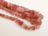 7-14 mm Strawberry Quartz Step Cut Faceted Tumbles, Strawberry Quartz Beads