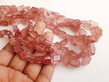 7-14 mm Strawberry Quartz Step Cut Faceted Tumbles, Strawberry Quartz Beads