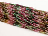 5mm Multi Tourmaline Faceted Rondelle Bead, Natural Tourmaline Beads, Multi