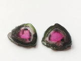 25x27mm Rare Watermelon Tourmaline Rough Slices, 2Pcs OOAK Matched Pair