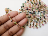 4-4.5 mm Multi Tourmaline Wire Wrapped Faceted Rondelle Bead Beaded Chain Rosary