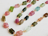 4-8mm Multi Tourmaline Rosary Chains Tourmaline Rough Box Connector Rosary