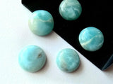 12-13mm Larimar Plain Round Cabochons, Original Larimar Smooth Round Flat Back