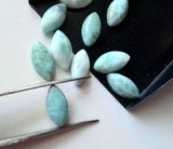 8x16mm-9x17mm Larimar Plain Marquise Cabochons, Smooth Flat Back, 5 Pcs