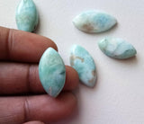 10x20-12x22mm Larimar Plain Marquise Cabochons, Original Smooth Flat Back, 5 Pcs