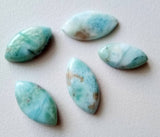 10x20-12x22mm Larimar Plain Marquise Cabochons, Original Smooth Flat Back, 5 Pcs