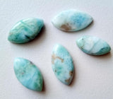 10x20-12x22mm Larimar Plain Marquise Cabochons, Original Smooth Flat Back, 5 Pcs