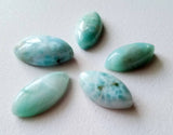 9x20mm-11x21mm Larimar Plain Marquise Cabochons, Flat Back, 5 Pcs