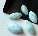 9x20mm-11x21mm Larimar Plain Marquise Cabochons, Flat Back, 5 Pcs