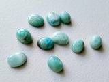 6x8-8x10mm Larimar Plain Oval Cabochons, Original Larimar Smooth Oval Flat Back