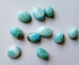 6x8-8x10mm Larimar Plain Oval Cabochons, Original Larimar Smooth Oval Flat Back