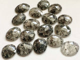 17-18mm Black Rutilated Quartz Cabochon, 5 Pieces Black Rutile Rose Cut