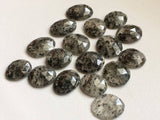 17-18mm Black Rutilated Quartz Cabochon, 5 Pieces Black Rutile Rose Cut