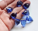 13x18 mm Blue Hydro Quartz Faceted Fancy Shape Side Drilled Beads, Checker Cut