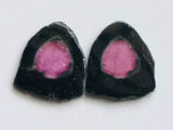 22x24mm Rare Watermelon Tourmaline Rough Slices,OOAK Matched Pair