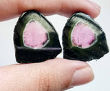 22x24mm Rare Watermelon Tourmaline Rough Slices,OOAK Matched Pair