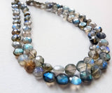 6mm Labradorite Coins, Natural Labradorite Faceted Coin Beads, Straight Drill