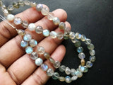 6mm Labradorite Coins, Natural Labradorite Faceted Coin Beads, Straight Drill