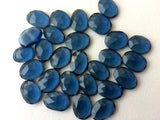 13-16mm Hydro Quartz Rose Cut Flat Cabochons, Lab Created London Blue Topaz