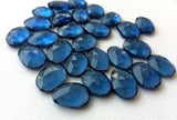 13-16mm Hydro Quartz Rose Cut Flat Cabochons, Lab Created London Blue Topaz