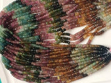 4mm Multi Tourmaline Faceted Rondelle Beads, 13 Inch Natural Multi Tourmaline