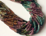 4mm Multi Tourmaline Faceted Rondelle Beads, 13 Inch Natural Multi Tourmaline