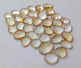 7-11mm Citrine Rose Cut Cabochon Lot, Natural Loose Citrine Faceted Flat Back