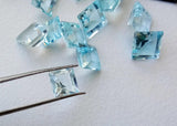 6-7mm Blue Topaz Princess Cut Stone, 2 Pieces Natural Blue Topaz Full Square Cut
