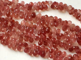 7x10 mm Strawberry Quartz Faceted Tear Drops, Natural Strawberry Quartz Beads