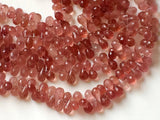 7x10 mm Strawberry Quartz Faceted Tear Drops, Natural Strawberry Quartz Beads