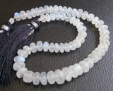 6-9mm Rainbow Moonstone Plain Rondelle Beads, Natural White Rainbow Beads, Plain