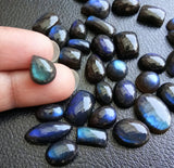 7-15mm Rare Black Labradorite Plain Cabochons, Natural Peacock Flat Back