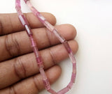 6-9mm Rare Pink Tourmaline Faceted Pipe Bead Natural Pink Tourmaline Fancy Stick