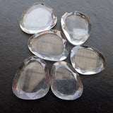 22-30mm Crystal Quartz Flat Back Cabochons, Natural Table Cut Quartz Cabochons