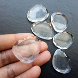 22-30mm Crystal Quartz Flat Back Cabochons, Natural Table Cut Quartz Cabochons