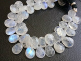 9x12 mm-10x14 mm Rainbow Moonstone Plain Pear Beads, 20 Pcs Natural Rainbow