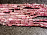 4-10mm Rare Pink Tourmaline Faceted Pipe Beads, Natural Pink Tourmaline Fancy