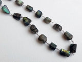 7-12mm Labradorite Rosary Chain, Labradorite Faceted Step Cut Tumbles Connector