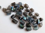 7-12mm Labradorite Rosary Chain, Labradorite Faceted Step Cut Tumbles Connector