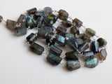 7-12mm Labradorite Rosary Chain, Labradorite Faceted Step Cut Tumbles Connector