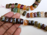 8x12mm Rare Multi Tourmaline Faceted Chewing Gum Cut Beads, Natural Multi