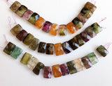 8x12mm Rare Multi Tourmaline Faceted Chewing Gum Cut Beads, Natural Multi